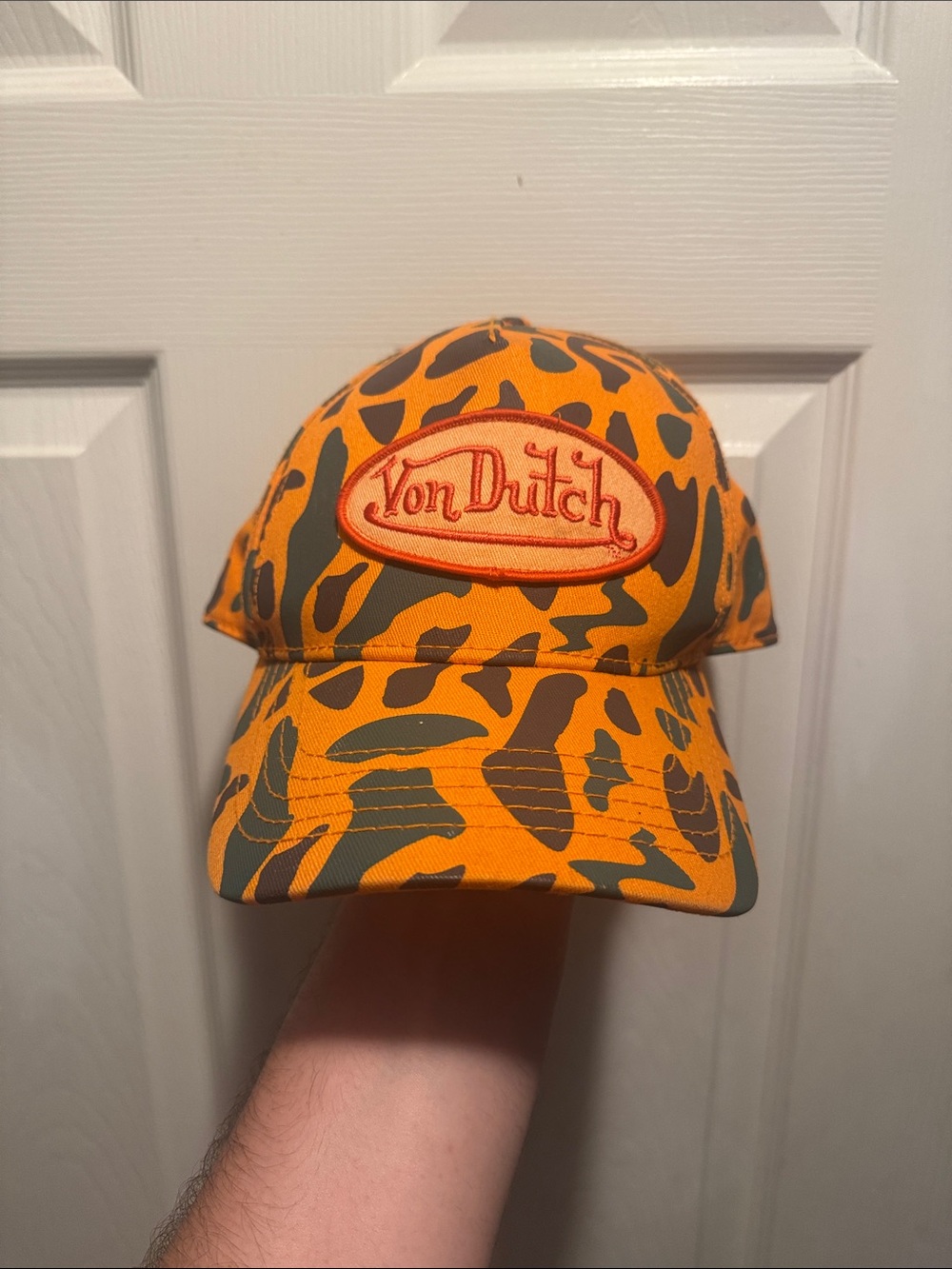 Original Von Dutch Orange and Dark Green Camo Patch Cap